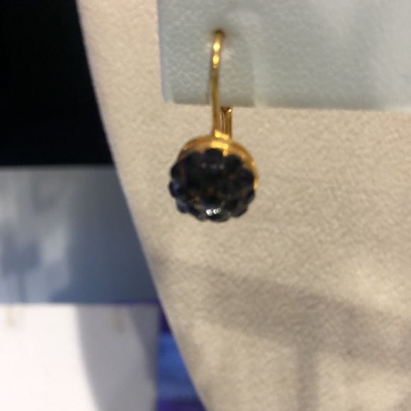 Jet Black Crystal Pavé French Euro Wire Earrings ,NWT-Boutique - Picture 3 of 4